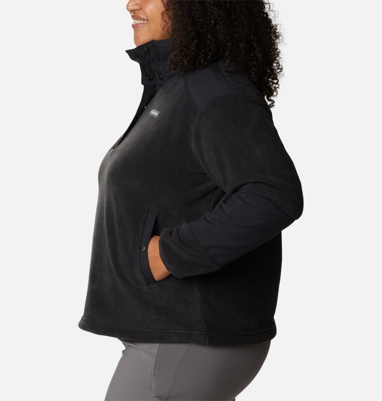 Women's Columbia Benton Springs Crop Sweatshirts Black | Plus Size CA-Y840A